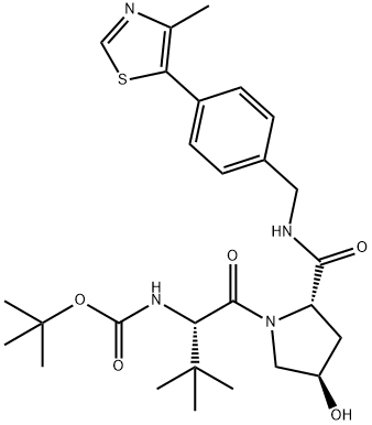 叔-丁基 ((S)-1-((2S,4R)-4-羟基-2-((4-(4-甲基噻唑-5-基)苯甲基)氨基羰基)吡咯烷-1-基)-3,3-二甲基-1-氧亚基丁烷-2-基)氨基甲酯 结构式