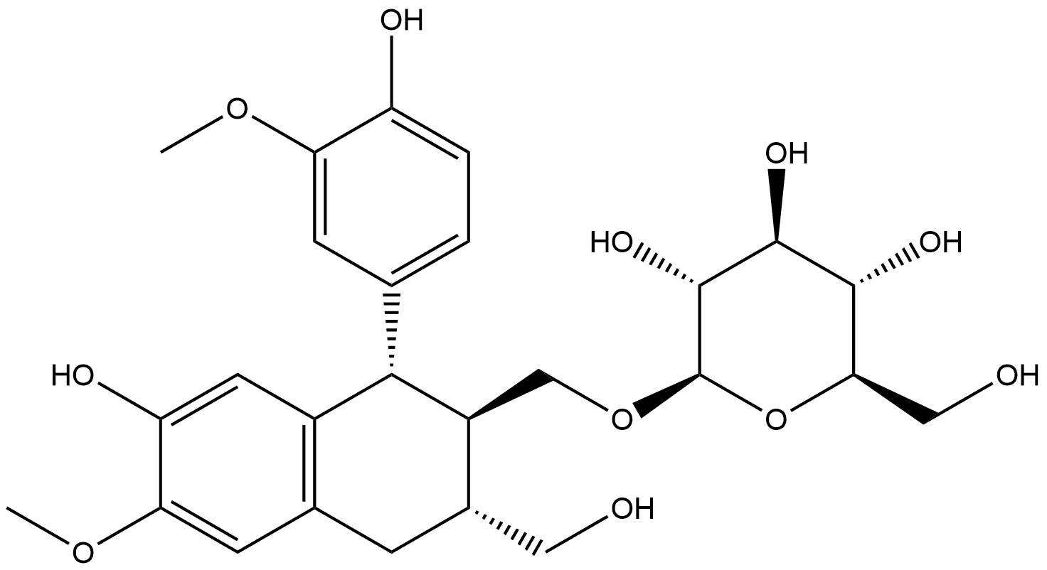 异落叶松脂素-9<i></i>'-O-BETA-D-吡喃葡萄糖苷 结构式