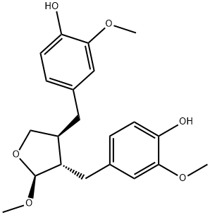 4,4<i></i>'-[[(2S,3S,4S)-四氢-2-甲氧基-3,4-呋喃二基]二(亚甲基)]二[2-甲氧基苯酚] 结构式