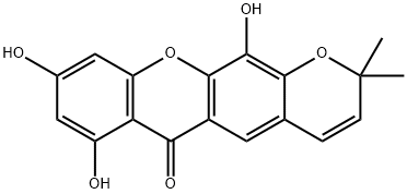 7,9,12-三羥基-2,2-二甲基-2H,6H-吡喃并[3,2-B]氧雜蒽-6-酮 結(jié)構(gòu)式