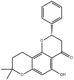 (S)-2,3,9,10-四氢-5-羟基-8,8-二甲基-2-苯基-4H,8H-苯并[1,2-B:3,4-B<i></i>']二吡喃-4-酮 结构式