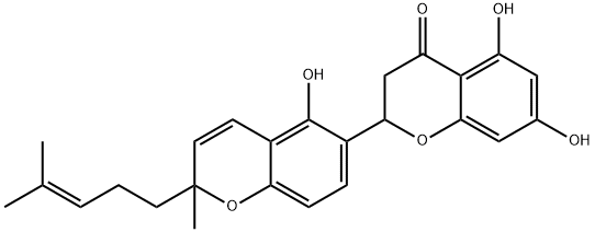 5,5<i></i>',7-三羟基-2<i></i>'-甲基-2<i></i>'-(4-甲基-3-戊烯基)-[2,6<i></i>'-联-2H-1-苯并吡喃]-4(3H)-酮 结构式