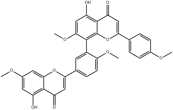 穗花杉双黄酮 7,4<i></i>',7<i></i>'<i></i>',4<i></i>'<i></i>'<i></i>'-四甲基醚 结构式