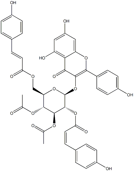 3-[[3,4-二-O-乙?；?2,6-二-O-[(2E)-3-(4-羥基苯基)-1-氧代-2-丙烯-1-基]-BETA-D-吡喃葡萄糖基]氧基]-5,7-二羥基-2-(4-羥基苯基)-4H-1-苯并吡喃-4-酮 結(jié)構(gòu)式