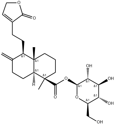 BETA-D-吡喃葡萄糖 1-[(1S,4AS,5R,8AR)-5-[2-(2,5-二氫-2-氧代-3-呋喃基)乙基]十氫-1,4A-二甲基-6-亞甲基-1-萘甲酸酯] 結(jié)構(gòu)式