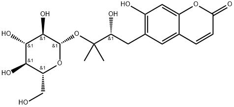 (R)-白花前胡醇 3<i></i>'-O-BETA-D-吡喃葡萄糖苷 结构式
