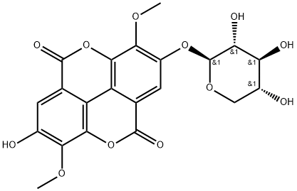 3,3<i></i>'-二-O-甲基-4-O-(BETA-D-吡喃木糖基)鞣花酸 結(jié)構(gòu)式