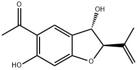 1-[(2R,3S)-2,3-二氢-3,6-二羟基-2-(1-甲基乙烯基)-5-苯并呋喃基]乙酮 结构式