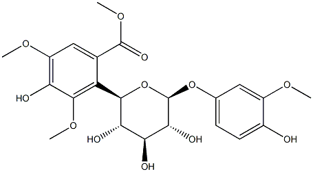 4-羟基-3-甲氧基苯基 O-BETA-D-(6<i></i>'-O-丁香酰)吡喃葡萄糖苷 结构式