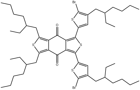 1,3-双[(5-溴-4-(2-乙基己基)噻吩-2-基]-5,7--双(2-乙基己基)苯并[1,2-C:4,5-C<i></i>']二噻吩-4,8-二酮 结构式