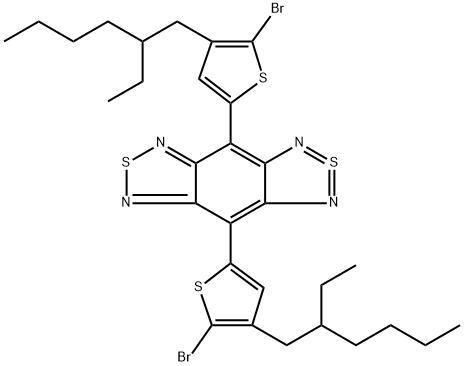 4,8-二(5-溴-4-(2-乙基己基)噻吩-2-基)苯并[1,2-C:4,5-C<i></i>']双([1,2,5]噻二唑) 结构式