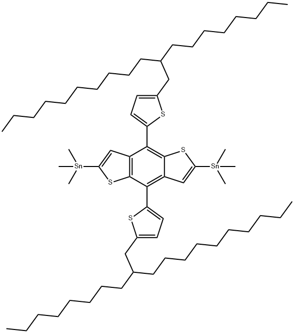 Stannane, 1,1<i></i>'-[4,8-bis[5-(2-octyldodecyl)-2-thienyl]benzo[1,2-b:4,5-b<i></i>']dithiophene-2,6-diyl]bis[1,1,1-trimethyl- 结构式