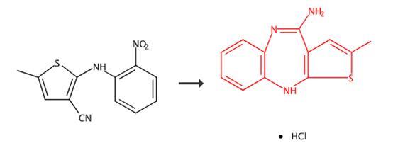 4-氨基-2-甲基-10H-噻吩[2,3-b][1,5]苯并二氮雜卓鹽酸鹽的合成路線(xiàn)