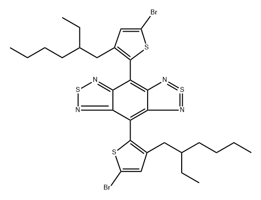 4,8-雙(5-溴-3-(2-乙基己基)-2-噻吩基)-2λ4δ2-苯并[1,2-c:4,5-c<i></i>']雙[1,2,5]噻唑 結(jié)構(gòu)式