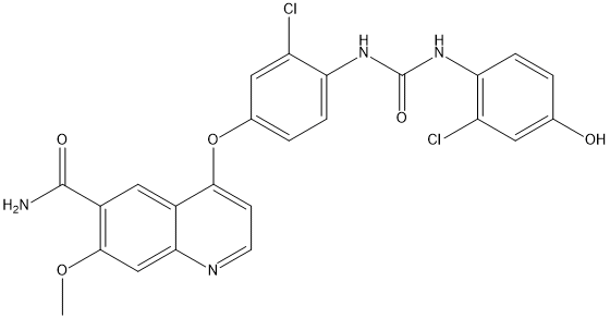 4-(3-氯-4-(3-(2-氯-4-羟基苯基)脲基)苯氧基)-7-甲氧基喹啉-6-甲酰胺 结构式
