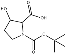 1-(叔丁氧基羰基)-3-羟基吡咯烷-2-羧酸 结构式