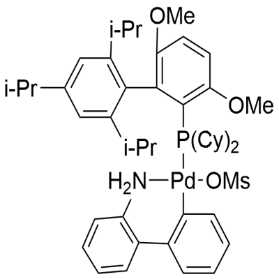 甲烷磺酸(2-二环己基膦)-3,6-二甲氧基-2<i></i>',4<i></i>',6<i></i>'-三异丙基-1,1<i></i>'-联苯)(2<i></i>'-氨基-1,1<i></i>'-联苯-2-基)钯(II) 结构式