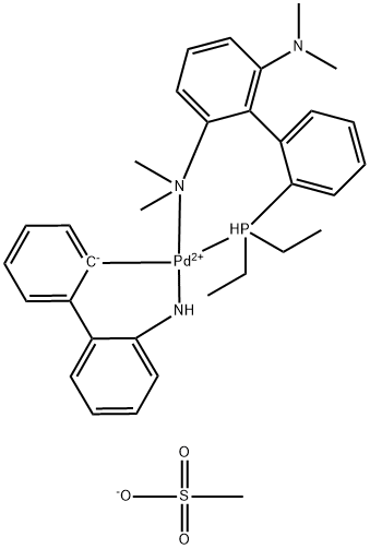 甲磺酸[2-二乙基膦基-2<i></i>',6<i></i>'-双(二甲基氨基)-1,1<i></i>'-联苯](2<i></i>'-氨基-1,1<i></i>'-联苯-2-基)钯(II) 结构式