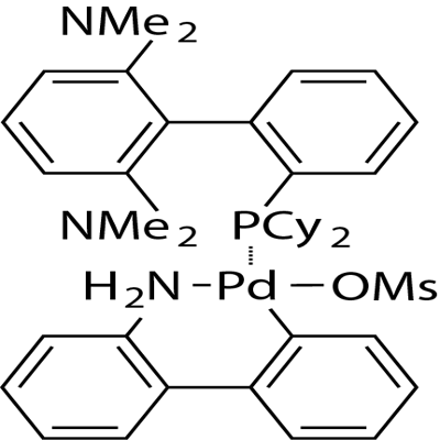 甲磺酸(2-二环己基膦-2<i></i>',6<i></i>'-双(二甲氨基)-1,1<i></i>'-联苯基)(2<i></i>'-甲氨-1,1<i></i>'-联苯-2-基)钯(II) 结构式