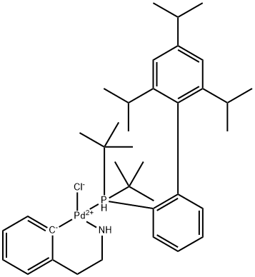 氯[2-(二叔丁基膦基)-2<i></i>',4<i></i>',6<i></i>'-三异丙基-1,1<i></i>'-联苯基][2-(2-氨基乙基)苯基)]钯(II) 结构式