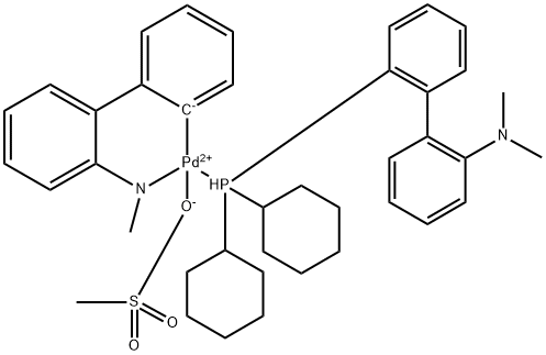 甲烷磺酸(2-二环己基膦基-N,N-二甲胺基-1,1<i></i>'-联苯基)(2<i></i>'-氨基-1,1<i></i>'-联苯-2-基)钯(II) 结构式