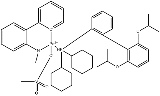 甲烷磺酸(2-二环己基膦基-2<i></i>',4<i></i>',6<i></i>'-三-异丙基-1,1<i></i>'-联苯基)(2<i></i>'-氨基-1,1<i></i>'-联苯-2-基)钯(II) 结构式