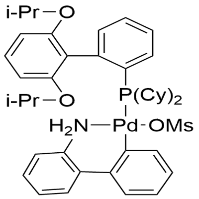 甲磺酸(2-二环己基膦基-2<i></i>',6<i></i>'-二异丙氧基-1,1<i></i>'-联苯基)(2-氨基-1,1<i></i>'-联苯-2-基)钯(II) 结构式