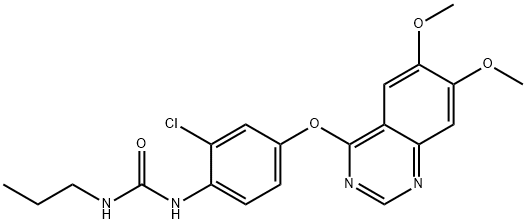 N-[2-氯-4-[(6,7-二甲氧基-4-喹唑啉基)氧基]苯基]-N<i></i>'-丙基脲 結(jié)構(gòu)式