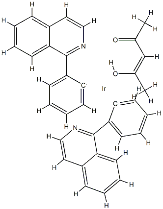 二(1-苯基-异喹啉)(乙酰丙酮)合铱(III) 结构式