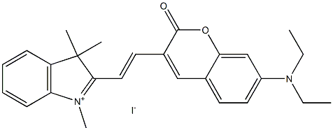 2-[2-[7-(二乙胺基)-2-氧代-2-H-1-苯并吡喃-3-基]乙烯基]-1,3,3-三甲基-3H-吲哚碘鎓鹽 結(jié)構(gòu)式