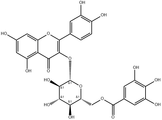 槲皮素3-O-(6<i></i>'<i></i>'-没食子酰基)-Β-D-葡萄糖苷 结构式