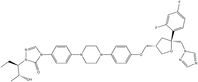 4-(4-(4-(4-(((3S,5S)-5-((1H-1,2,4-triazol-1-yl)Methyl)-5-(2,4-difluorophenyl)tetrahydrofuran-3-yl)Methoxy)phenyl)piperazin-1-yl)phenyl)-1-((2R,3R)-2-hydroxypentan-3-yl)-1H-1,2,4-triazol-5(4H)-one 結(jié)構(gòu)式