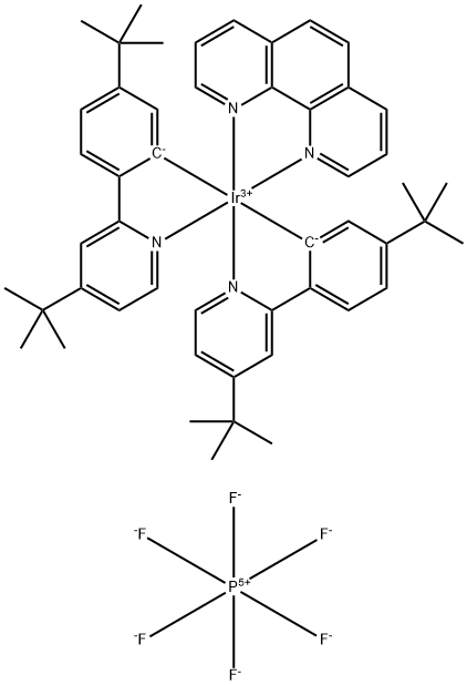 铱-(1,10-菲咯啉-ΚN1,ΚN10)双[5-(1,1-二甲基乙基)-2-[4-(1,1-二甲基乙基)-2-吡啶基-ΚN]苯基-ΚC]-(OC-6-33)-六氟磷酸盐 结构式