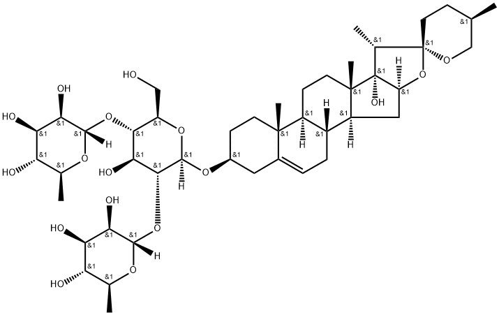 偏諾皂苷元-3-O-Α-L-吡喃鼠李糖-(1→4)[Α-L-吡喃鼠李糖基](1→2)-Β-D-葡萄糖苷 結(jié)構(gòu)式