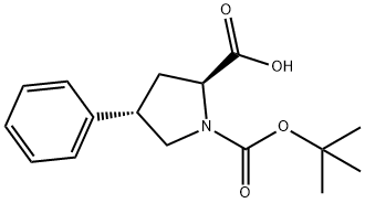 N-叔丁氧羰基-(2S,4S)-4-苯基吡咯烷-2-羧酸 结构式