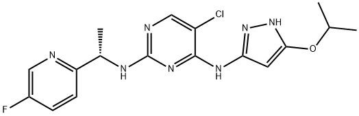 5-氯-N-[(1S)-1-(5-氟吡啶-2-基)乙基]-N<i></i>'-(5-异丙氧基-1H-吡唑-3-基)嘧啶-2,4-二胺 结构式