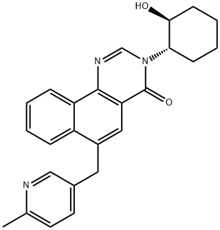 3-[(1S,2S)-2-羥基環(huán)己基]-6-[(6-甲基-3-吡啶基)甲基]苯并[H]喹唑啉-4(3H)-酮 結(jié)構(gòu)式