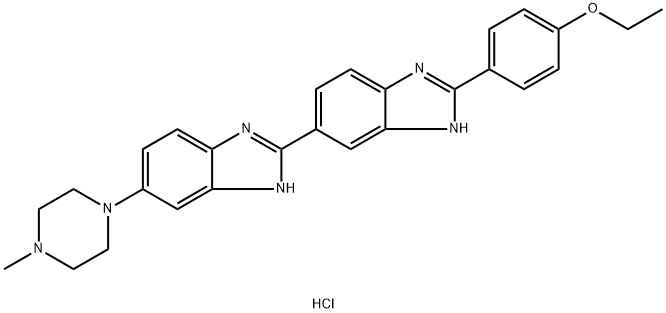 2<i></i>'-(4-乙氧基苯基)-5-(4-甲基-1-哌嗪基)-2,5<i></i>'-联-1H-苯并咪唑三盐酸盐 结构式