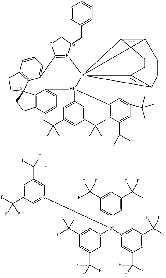 [(4S)-2-[(1S)-7<i></i>'-[BIS[3,5-BIS(TERT-BUTYL)PHENYL]PHOSPHINO-ΚP]-2,2<i></i>',3,3<i></i>'-TETRAHYDRO-1,1<i></i>'-SPIROBI[1H-INDEN]-7-YL]-4,5-DIHYDRO-4-(PHENYLMETHYL)OXAZOLE-ΚN3][(1,2,5,6-Η)-1,5-CYCLOOCTADIENE]-(+)IRIDIUM(I) TETRAKIS[3 结构式