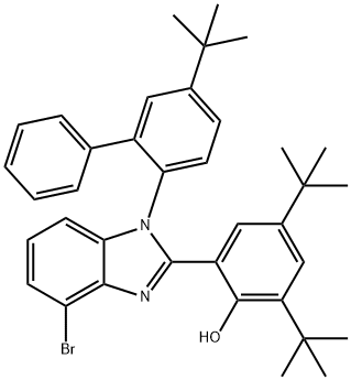 2-[4-溴-1-[5-(1,1-二甲基乙基)[1,1<i></i>'-联苯]-2-基]-1H-苯并咪唑-2-基]-4,6-双(1, 1-二甲基乙基)-苯酚 结构式
