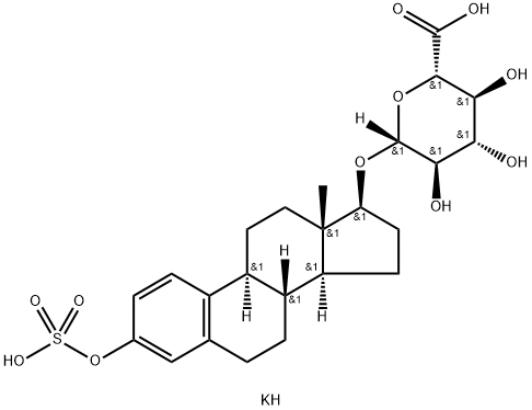 beta-雌甾酚二醇-3-硫酸酯-17-葡糖苷酸二钾盐, 10392-35-5, 结构式