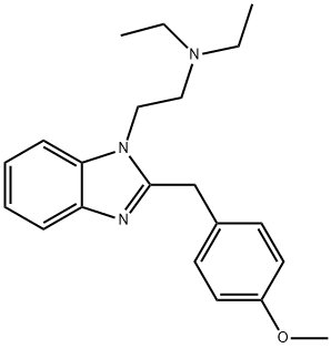 1-(N,N-二乙基氨基乙基)-1-(4-甲氧基苯基)苯并咪唑, 14030-77-4, 结构式