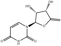 1 - ((2R,3R,4S)-3,4-二羟基-5-亚甲基四氢呋喃-2-基)嘧啶-2,4(1H,3H, 14365-63-0, 结构式