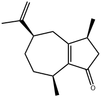3,4,5,6,7,8 -六氢-3Α,8Α-二甲基-5Α-(1 -甲基乙烯基)甘菊环- 1酮, 18374-76-0, 结构式
