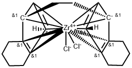 [(R,R)-亚乙基二(4,5,6,7-四氢-1-茚基)]二氯化锆(IV), 109429-79-0, 结构式