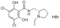 (S)-3,5-DICHLORO-N-[(1-ETHYL-2-PYRROLIDINYL)METHYL]-2,6-DIHYDROXY-BENZAMIDE HYDROBROMIDE, 113310-88-6, 结构式