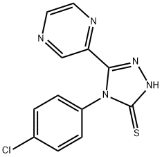 4-(4-氯苯基)-5-(吡嗪-2-基)-4H-1,2,4-三唑-3-硫醇, 113399-91-0, 结构式