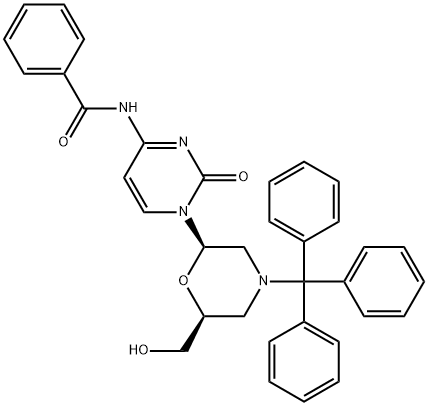 N-[1-[(2R,6S)-6-(羟甲基)-4-三苯甲基吗啉-2-基]-2-氧代-1,2-二氢嘧啶-4-基]苯甲酰胺, 125515-31-3, 结构式