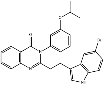 2-[2-(5-溴-1H-吲哚-3-基)乙基]-3-[3-(1-甲基乙氧基)苯基]-4-(3H-)-喹唑啉酮, 133040-77-4, 结构式