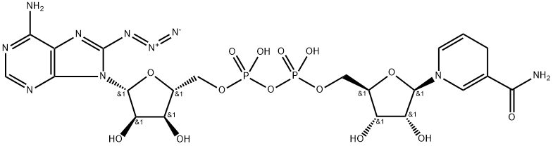 (2R,3S,4R,5R)-5-(6-氨基-8-叠氮基嘌呤-9-基)-3,4-二羟基四氢呋喃-2-基]甲基[[(2R,3S,4R,5R)-5-(3-氨基甲酰-4H-吡啶-1-基)-3,4-二羟基四氢呋喃-2-基]甲氧基-羟基磷酰]磷酸氢酯, 134388-69-5, 结构式